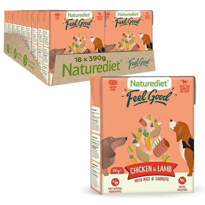 Nourriture humide pour chiens Naturediet Feel Good Poulet Agneau 18 x 390g