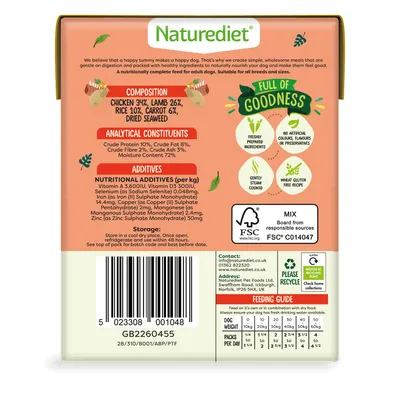Nourriture humide pour chiens Naturediet Feel Good Poulet Agneau 18 x 390g