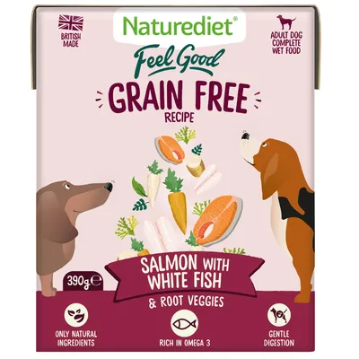 Nourriture humide sans céréales Naturediet Feel Good Saumon 18 x 390g