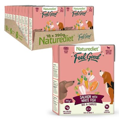 Nourriture humide pour chiens Naturediet Feel Good Saumon 18 x 390g