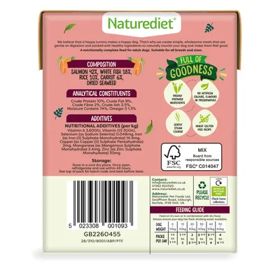 Nourriture humide pour chiens Naturediet Feel Good Saumon 18 x 390g Nourriture humide pour chiens Naturediet Feel Good Saumon 18 x 390g