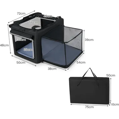 Giantex Cage Transports Chiens Chats Extensible, 5 Fenêtres Aérées