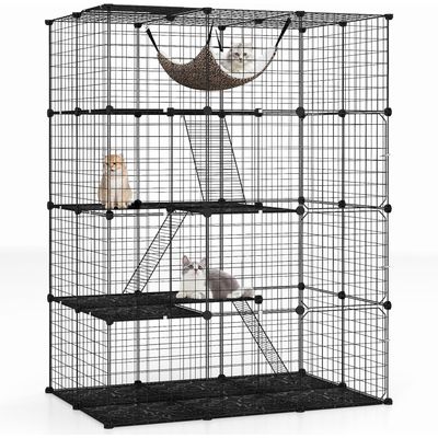 Giantex Cage pour Chat Chien, 4 Niveaux avec Hamac, Fenêtre de Ciel
