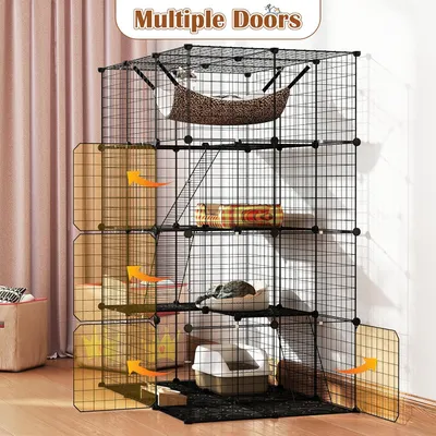 Giantex Cage pour Chat Chien, 4 Niveaux avec Hamac, Fenêtre de Ciel