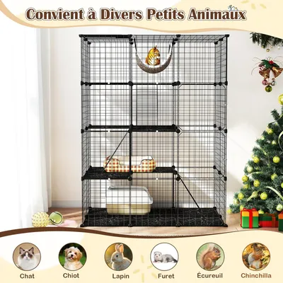 Giantex Cage pour Chat Chien, 4 Niveaux avec Hamac, Fenêtre de Ciel