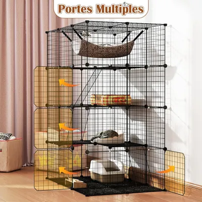 Giantex Cage pour Chat Chien, 4 Niveaux avec Hamac, Fenêtre de Ciel