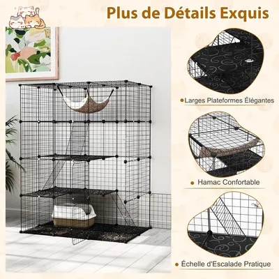 GIANTEX Cage pour Chat Chien, 4 Niveaux avec Hamac, Fenêtre de Ciel