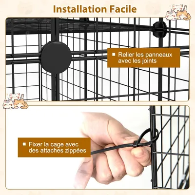 GIANTEX Cage pour Chat Chien, 4 Niveaux avec Hamac, Fenêtre de Ciel