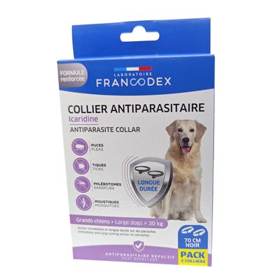 Colliers Antiparasitaire Icaridine X2  70 cm pour Chien de plus de 30 k