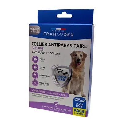 Colliers Antiparasitaire Icaridine X2  70 cm pour Chien de plus de 30 k