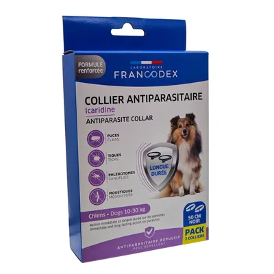 Colliers Antiparasitaire Icaridine X2 50 cm pour Chien de 10 à30 kg Colliers Antiparasitaire Icaridine X2 50 cm pour Chien de 10 à30 kg