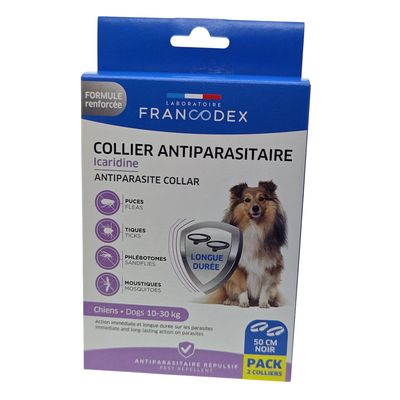 Colliers Antiparasitaire Icaridine X2  50 cm pour Chien de 10 à30 kg