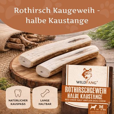 Wildfang Rothirsch Kaugeweih - halbe Kaustange