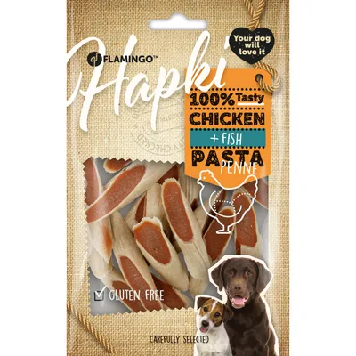 Friandise Hapki Penne avec poulet & poisson 85 g pour chien