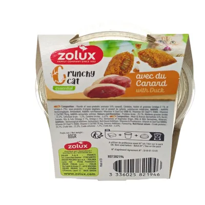 Friandise Crunchy Cat Canard 80 gr pour chat