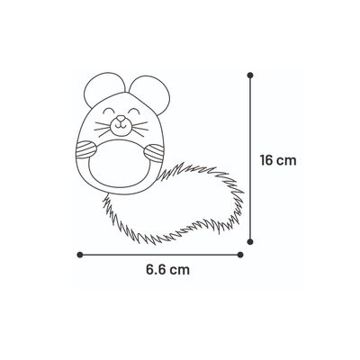 Souris en peluche avec plumes, cataire et crépitement