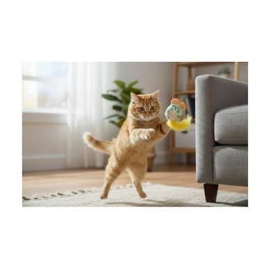Souris en peluche avec plumes, cataire et crépitement