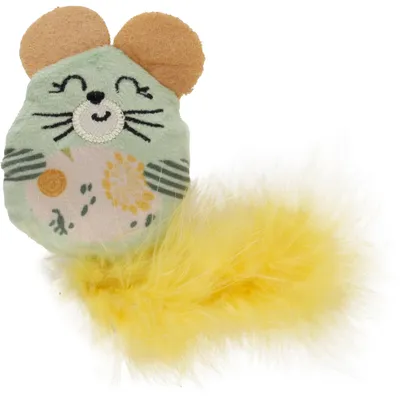 Souris en peluche avec plumes, cataire et crépitement