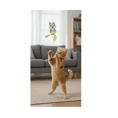 Renard vert en peluche avec rubans et cataire pour chat Renard vert en peluche avec rubans et cataire pour chat