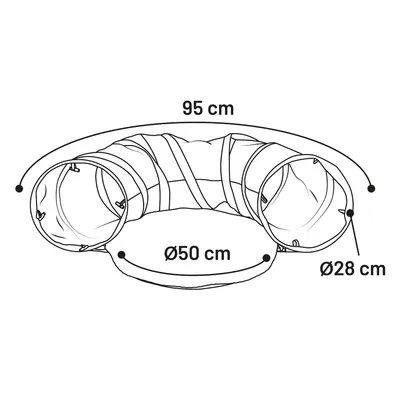 Jeu Tunnel interactif pour chat Gris foncé avec balle 95 cm