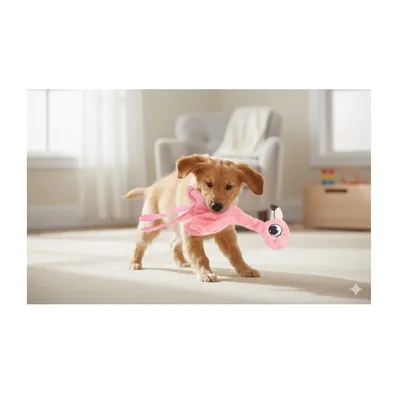 Peluche Flamant rose grand yeux pour chien