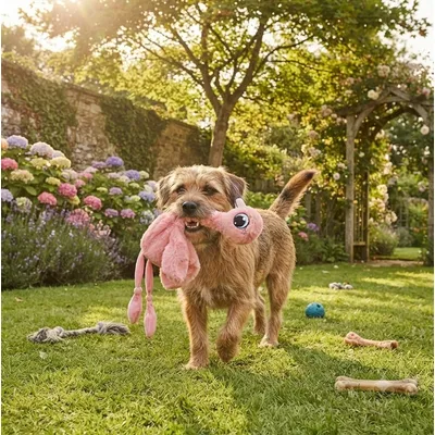 Peluche Flamant rose grand yeux pour chien Peluche Flamant rose grand yeux pour chien