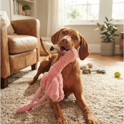 Peluche Flamant rose grand yeux pour chien Peluche Flamant rose grand yeux pour chien