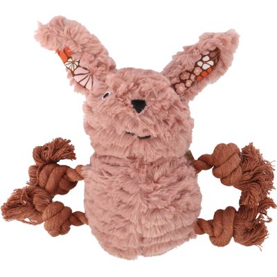 Lapin en peluche pour chien avec cordes et couineur