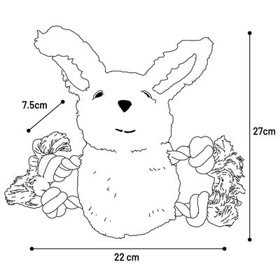 Lapin en peluche pour chien avec cordes et couineur