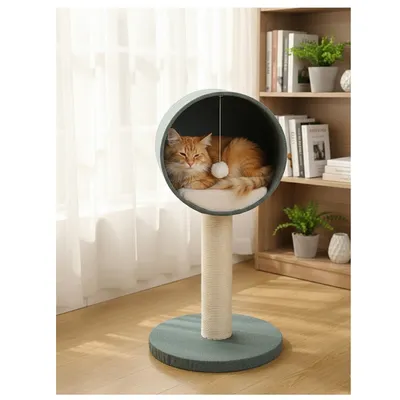 Arbre Griffoir pour chat avec cachette et jeu Scandi