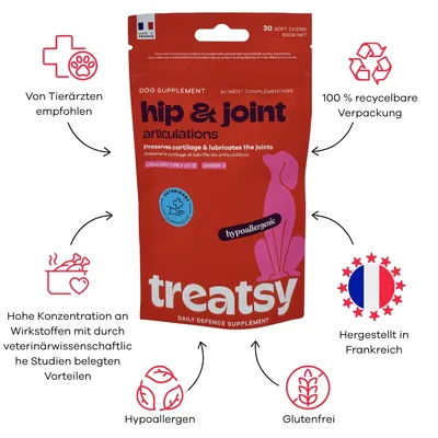 Treatsy – Nahrungsergänzungsmittel Gelenke für Hunde Treatsy – Nahrungsergänzungsmittel Gelenke für Hunde