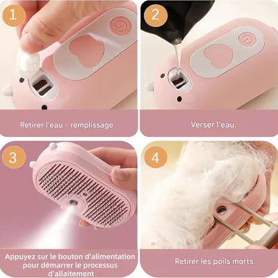 Zoomtopia Brosse vapeur pour chat et chien