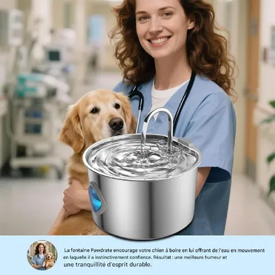 Zoomtopia Fontaine à eau pour chat en acier inoxydable