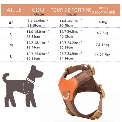 Zoomtopia Harnais marron pour petit chien