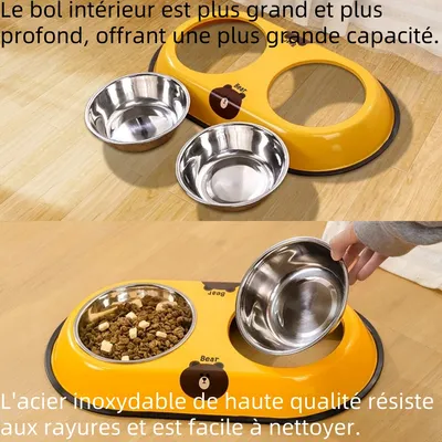 Zoomtopia Gamelle pour chien en acier inoxydable Yellow Bear