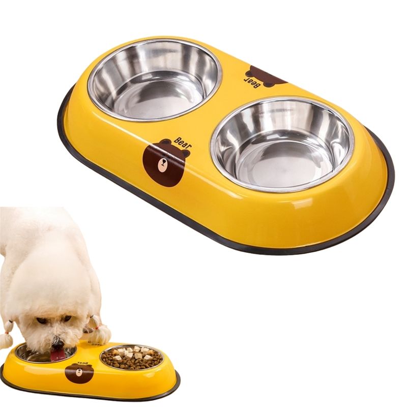 Zoomtopia Gamelle pour chien en acier inoxydable Yellow Bear