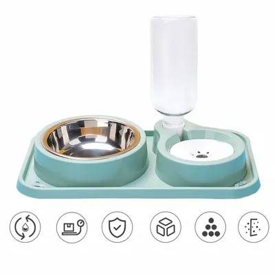 Zoomtopia Ensemble de gamelles doubles pour chat, avec bouteille d'eau