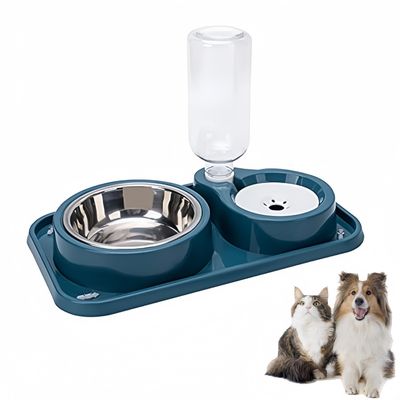 Zoomtopia Ensemble de gamelles doubles pour chat, avec bouteille d'eau
