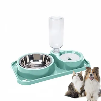 Zoomtopia Ensemble de gamelles doubles pour chat, avec bouteille d'eau