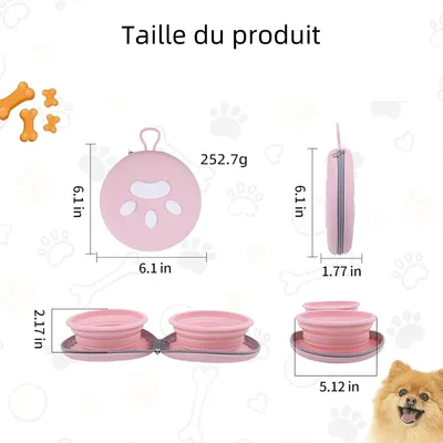 Zoomtopia Double gamelle pliable pour chien et chat