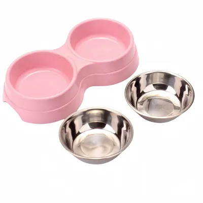 Zoomtopia Gamelle double pour chat et chien rose