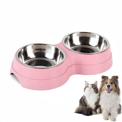 Zoomtopia Gamelle double pour chat et chien rose