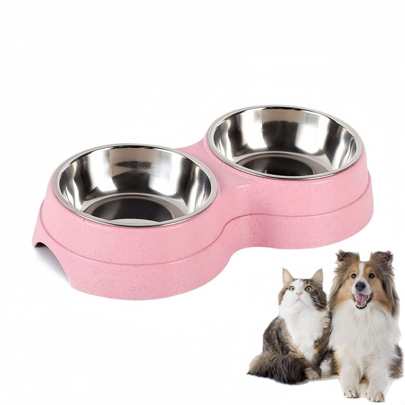 Zoomtopia Gamelle double pour chat et chien rose