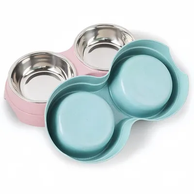 Zoomtopia Gamelle double pour chat et chien rose