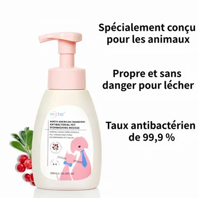 Zoomtopia Mousse Vaisselle pour Animaux Bulles Nettoyantes à la Canneberge