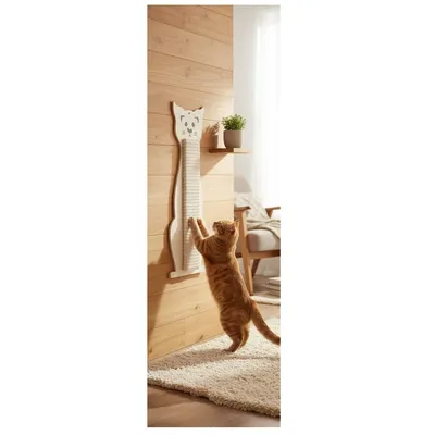 Planche a griffer murale en forme de chat 58 x 20 cm