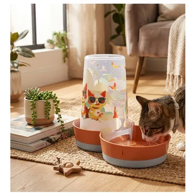 Distributeur d'eau ou de nourriture Chat au soleil