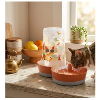Distributeur d'eau ou de nourriture Chat au soleil