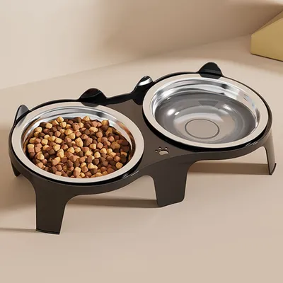 Zoomtopia Gamelle surélevée noire en acier inoxydable pour chat