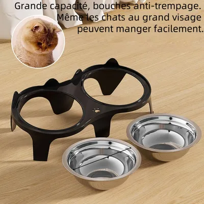 Zoomtopia Gamelle surélevée noire en acier inoxydable pour chat